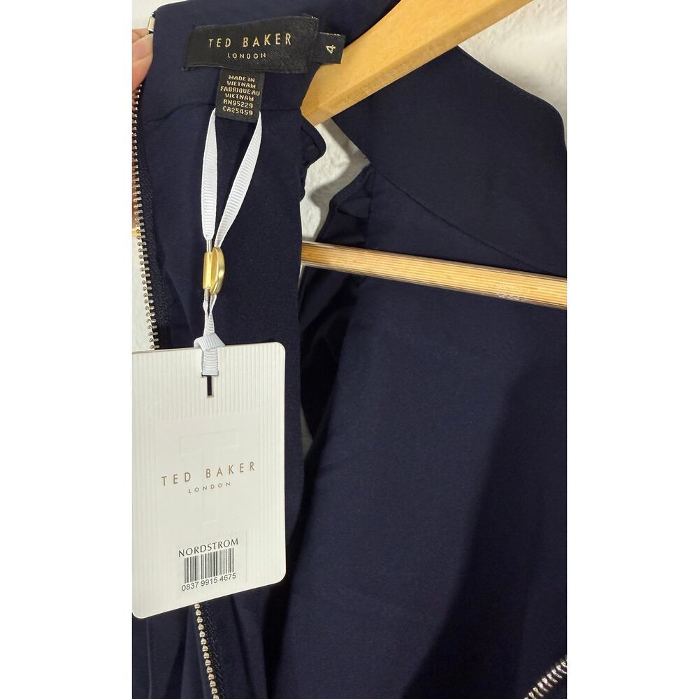 NWT Ted Baker Torriya Navy Blue Ruffle Halterneck Dress Tunic Sz 4 Sleeveless - Picture 7 of 13